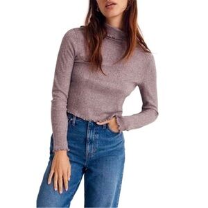 Madewell Sonu Crop Turtleneck Solid Chocolate Raisin Size M